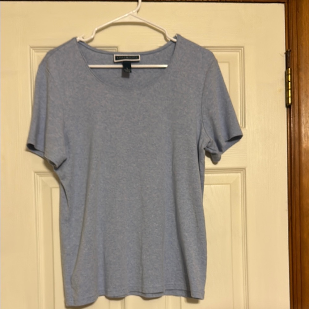 Women’s large Karen Scott Blue Fitted Short Sleeve T-Shirt